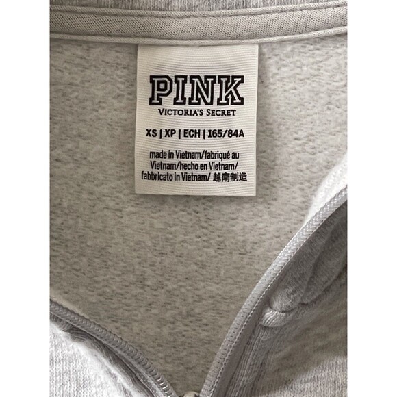 Victoria’s Secret PINK Hoodie GRAY 1/4 Zip Size XS Everyday Classic Logo EUC - Picture 8 of 9